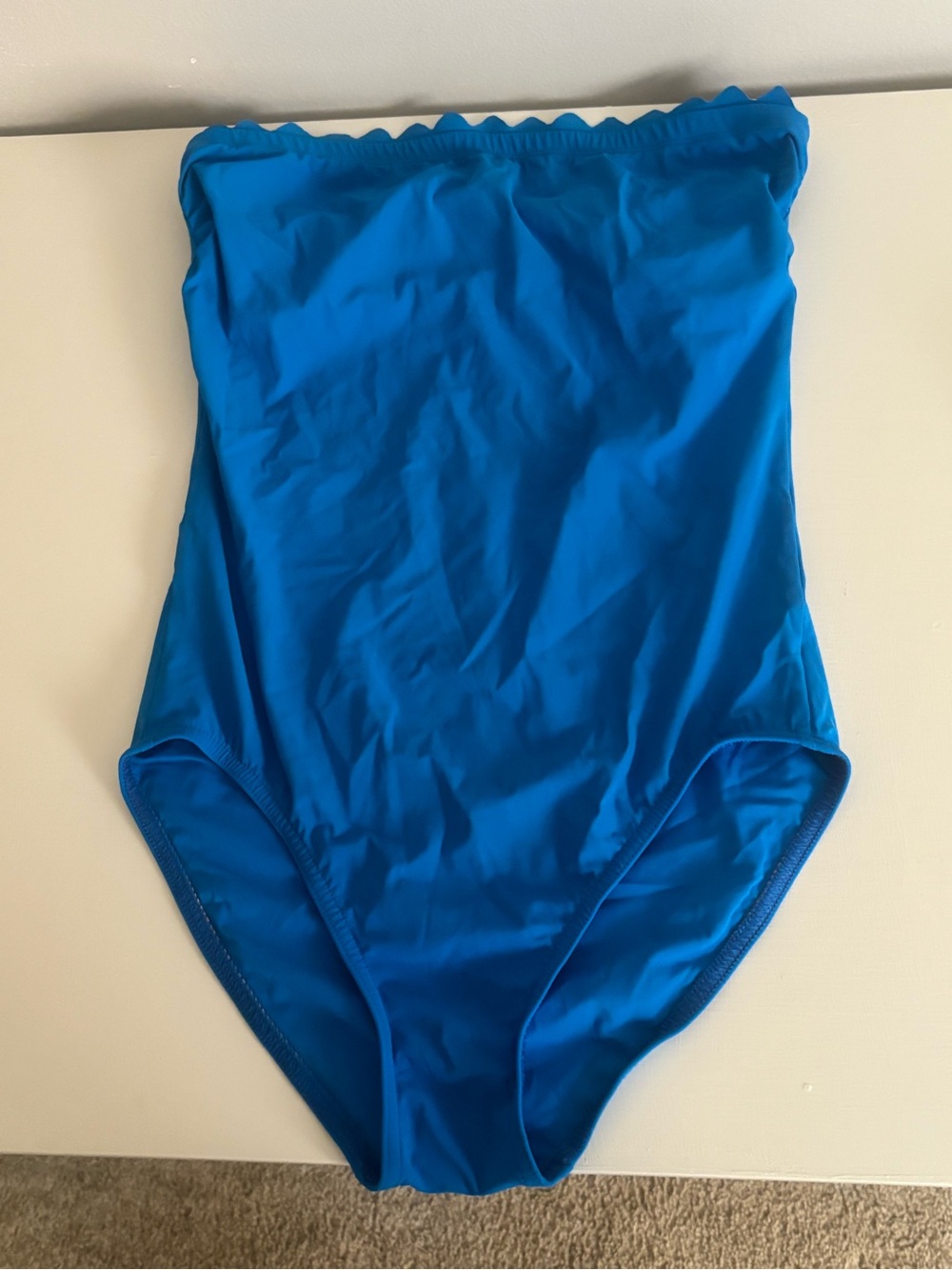 Solid Blue Women's One-Piece Swimsuit - Strapless Style
